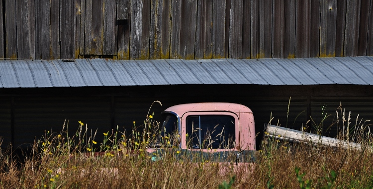 truck and barn